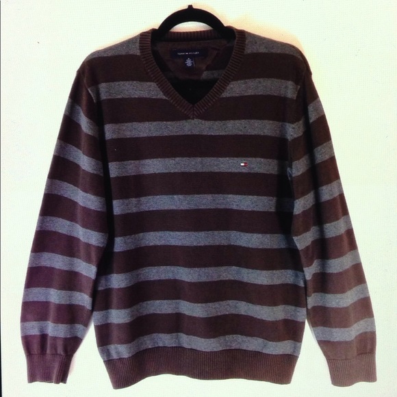 Tommy Hilfiger Other - 💋Tommy Hilfiger Stripe Logo Cotton V Neck Sweater
